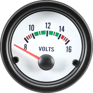 Autostyle Voltmeter 52 Mm 12 Volt Wit/zwart