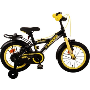 Volare Thombike Kinderfiets - Jongens - 14 inch - Zwart Geel - Twee Handremmen