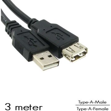 Intronics - USB 2.0 A Male naar USB 2.0 A Female - 3 m