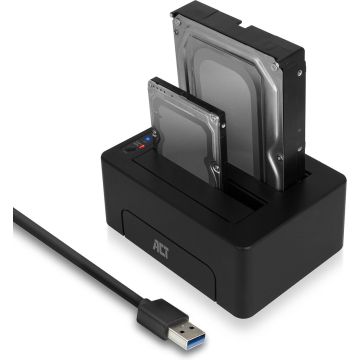 ACT Dual Docking Station Harde schijf – 2.5/3.5” SATA HDD/SSD – Offline Kloonfunctie, Back-up – AC1504