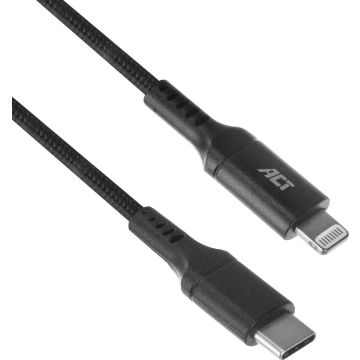 ACT USB C Lightning Kabel | 1 meter | iPhone oplader kabel | MFI gecertificeerd | AC3095