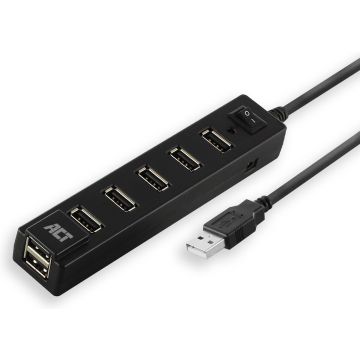 ACT USB Hub 7 poorten – Aan/uit schakelaar – Laptop en PC - AC6215