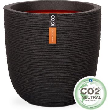 Capi Europe - Bloempot bol Rib NL - 43x41 - Zwart - Opening Ø35 - Voor binnen en buiten - Levenslang garantie - Breukbestendig - 100% Recyclebaar - KBLR933