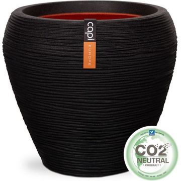 Capi Europe - Vaas taps rond Rib NL - 42x38 - Zwart - Opening Ø31 - Voor binnen en buiten - Levenslang garantie - Breukbestendig - 100% Recyclebaar - KBLR362