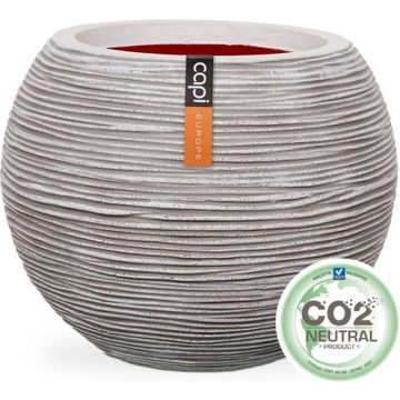 Capi Europe - Vaas bol Rib NL - 40x32 - Ivoor - Opening Ø24 - Voor binnen en buiten - Levenslang garantie - Breukbestendig - 100% Recyclebaar - KOFI270