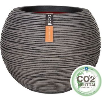 Capi Europe - Vaas bol Rib NL - 40x32 - Antraciet - Opening Ø24 - Voor binnen en buiten - Levenslang garantie - Breukbestendig - 100% Recyclebaar - KOFZ270