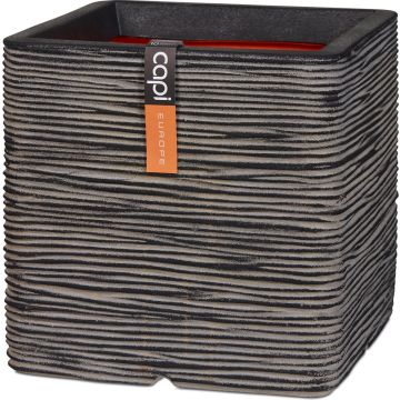 Capi Europe - Bloempot vierkant Rib NL - 30x30x30 - Antraciet - Opening Ø24 - Voor binnen en buiten - Levenslang garantie - Breukbestendig - 100% Recyclebaar - KOFZ902