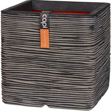 Capi Europe - Bloempot vierkant Rib NL - 50x50x50 - Antraciet - Opening Ø42 - Voor binnen en buiten - Levenslang garantie - Breukbestendig - 100% Recyclebaar - KOFZ904