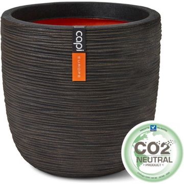 Capi Europe - Bloempot bol Rib NL - 54x52 - Donkerbruin - Opening Ø46 - Voor binnen en buiten - Levenslang garantie - Breukbestendig - 100% Recyclebaar - KDBR935