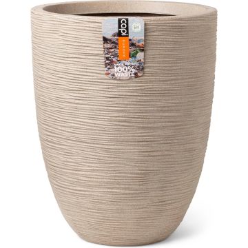 Capi Europe - Vaas elegant laag Waste Rib NL - 34x46 terrazzo beige - Opening Ø27 - Voor binnen en buiten - Levenslang garantie - Breukbestendig - 100% Recyclebaar - KTBR782