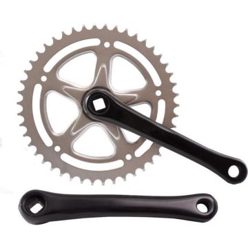 Crankset spieloos 46t aluminium 332 zwart 170mm - ZWART