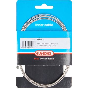 Elvedes versnellingsbinnenkabel 2250mm 1×19 draads RVS Ø1,25mm met N-nippel Ø4×4 en T-nippel Ø5×3