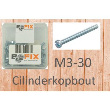 Bofix cilinderkopbout M3x30 verzinkt (50st)