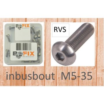 Bofix inbusbout M5x35 RVS bolkop (25st)