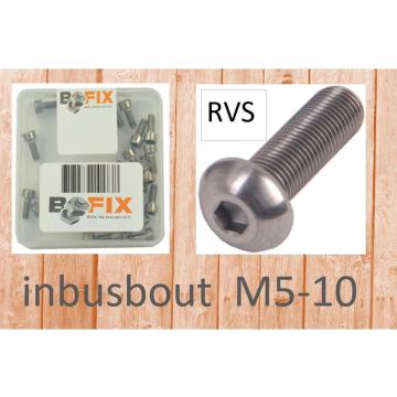 Bofix inbusbout M5x10 RVS bolkop (25st)