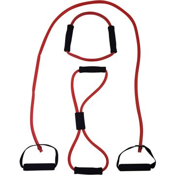 Tunturi Tubing met Handvatten - Resistance tube - Zwaar - Rood - Incl. gratis fitness app