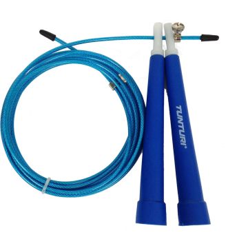 Tunturi Verstelbaar Speed Rope -Springtouw - Sport springtouw - Fitness springtouw - Blauw - Incl. gratis fitness app