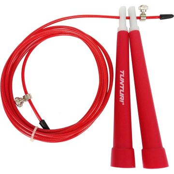 Tunturi Verstelbaar Speed Rope -Springtouw - Sport springtouw - Fitness springtouw - Rood - Incl. gratis fitness app