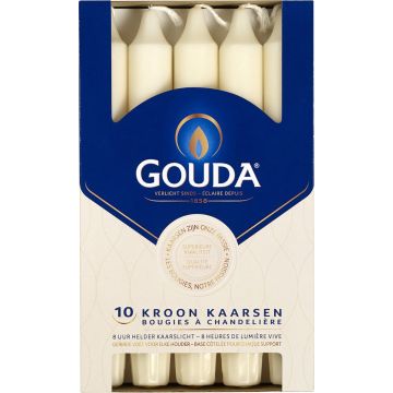 Gouda Dinerkaarsen Ivoor 20 cm - 10 Stuks