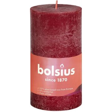 Bolsius Stompkaars Velvet Red Ø50 mm - Hoogte 10 cm - Donkerrood - 30 branduren