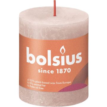 Bolsius Stompkaars Misty Pink Ø68 mm - Hoogte 8 cm - Roze/Grijs - 35 Branduren