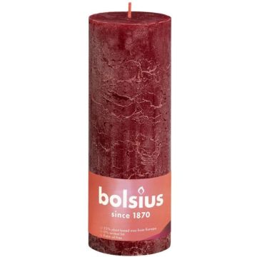 Bolsius Stompkaars Velvet Red Ø68 mm - Hoogte 19 cm - Donkerrood - 85 Branduren