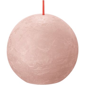 Bolsius - Rustieke kleine stompkaars 'Boule' (Ø7.6cm) - Misty Pink