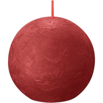 Bolsius - Rustieke kleine stompkaars 'Boule' (Ø7.6cm) - Delicate Red