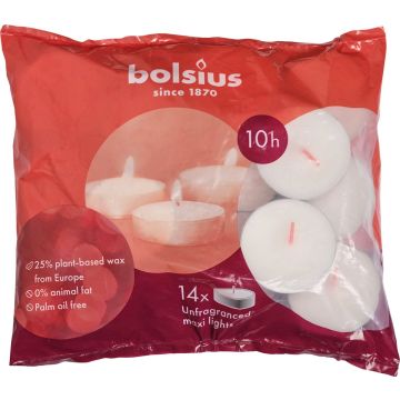 Bolsius Theelicht 10 Uur Wit 14 stuks