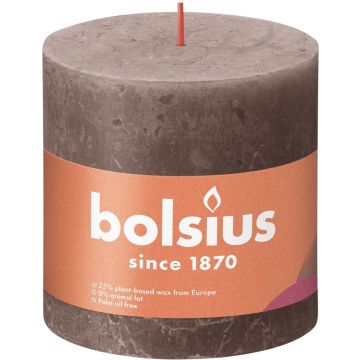 Bolsius Stompkaars Rustic Taupe Ø100 mm - Hoogte 10 cm - Taupe - 62 branduren