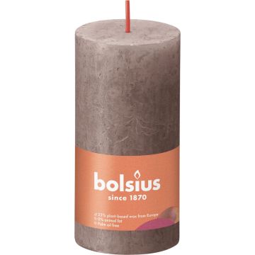 Bolsius Stompkaars Rustic Taupe Ø50 mm - Hoogte 10 cm - Taupe - 30 branduren