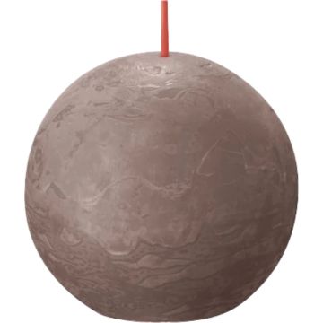 Bolsius - Rustieke kleine stompkaars 'Boule' (Ø7.6cm) - Rustic Taupe