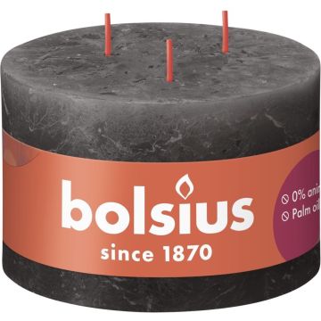 Bolsius Stompkaars Stormy Grey Ø140 mm - Hoogte 9 cm - Donkergrijs - 57 branduren