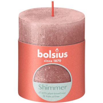 Bolsius Rustiek Stompkaars Hoogte 8 cm - Ø68 mm Shimmer Pink