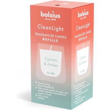 Bolsius Clean Light Fragranced Refills Cypress &amp; Amber 2ST