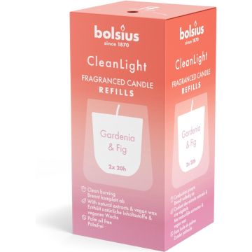 Bolsius Clean Light Fragranced Refills Gardenia &amp; Fig 2ST