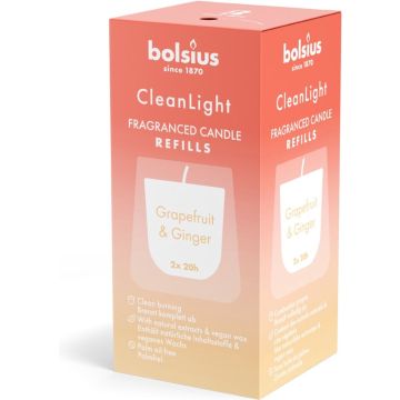 Bolsius Clean Light Fragranced Refills Grapefruit &amp; Ginger 2ST