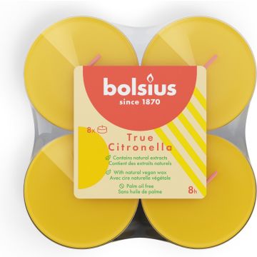 Bolsius Maxi Waxinelichtjes True Citronella - 8 Stuks