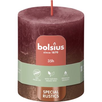 Bolsius Rustiek fading metallic stompkaars 80/68 Velvet Red + Copper