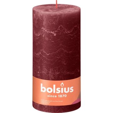 Bolsius wijnrood rustiek stompkaars 200/100 (125 uur) Velvet Red