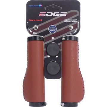 Handvatset Edge Leer incl Lockring - camel brown- 135/135mm (winkelverpakking)