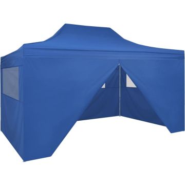 vidaXL Vouwtent pop-up met 4 zijwanden 3x4,5 m blauw