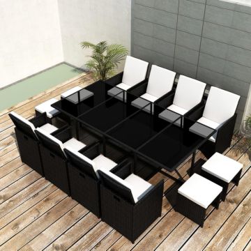 vidaXL-13-delige-Tuinset-met-kussens-poly-rattan-zwart