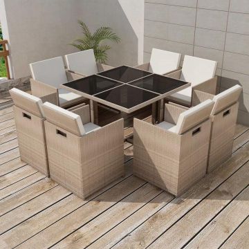 vidaXL-9-delige-Tuinset-met-kussens-poly-rattan-beige