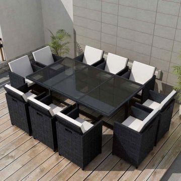 vidaXL-11-delige-Tuinset-met-kussens-poly-rattan-zwart