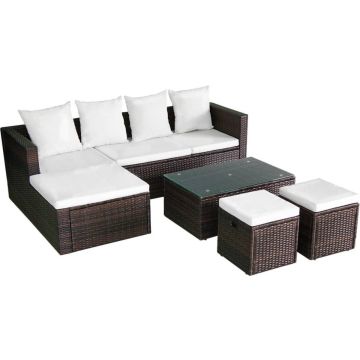 vidaXL-4-delige-Loungeset-met-kussens-poly-rattan-bruin