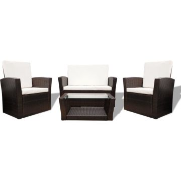 vidaXL-4-delige-Loungeset-met-kussens-poly-rattan-bruin