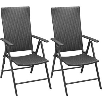 vidaXL Tuinstoelen stapelbaar 2 st poly rattan zwart