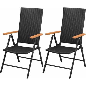 vidaXL Tuinstoelen stapelbaar 2 st poly rattan zwart