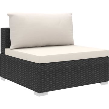 vidaXL 4-delige Loungeset met kussens poly rattan zwart